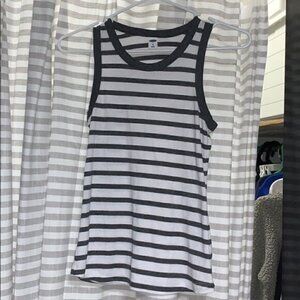 Old Navy Gray and White Stripped Tank Top
